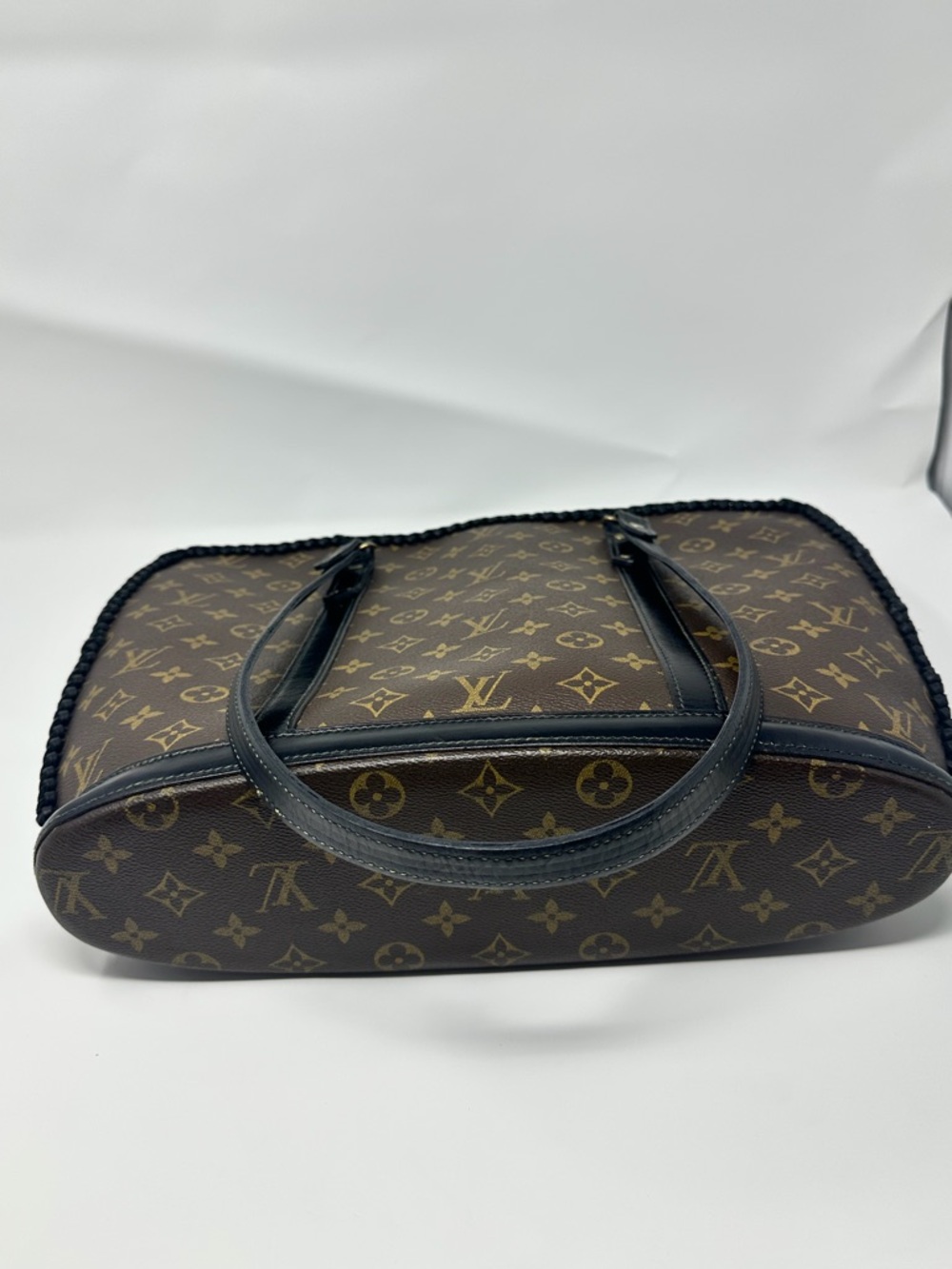 Louis Vuitton Monogram Canvas Brown and Black Tote with Braided Edge - Picture 4 of 8
